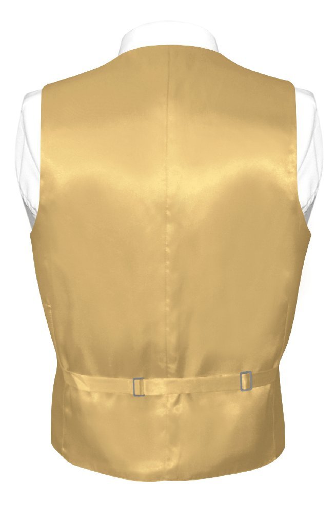 Men's Silk Dress Vest & Necktie Set - Solid Gold Color Formal Wear for Weddings, Business Meetings & Special Occasions