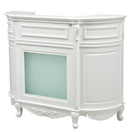Modern Reception Desk with LED Lighted Front Glass Panel - Elegant Receptionist Counter for Office Lobby, Hotel Front Desk & Corporate Waiting Areas