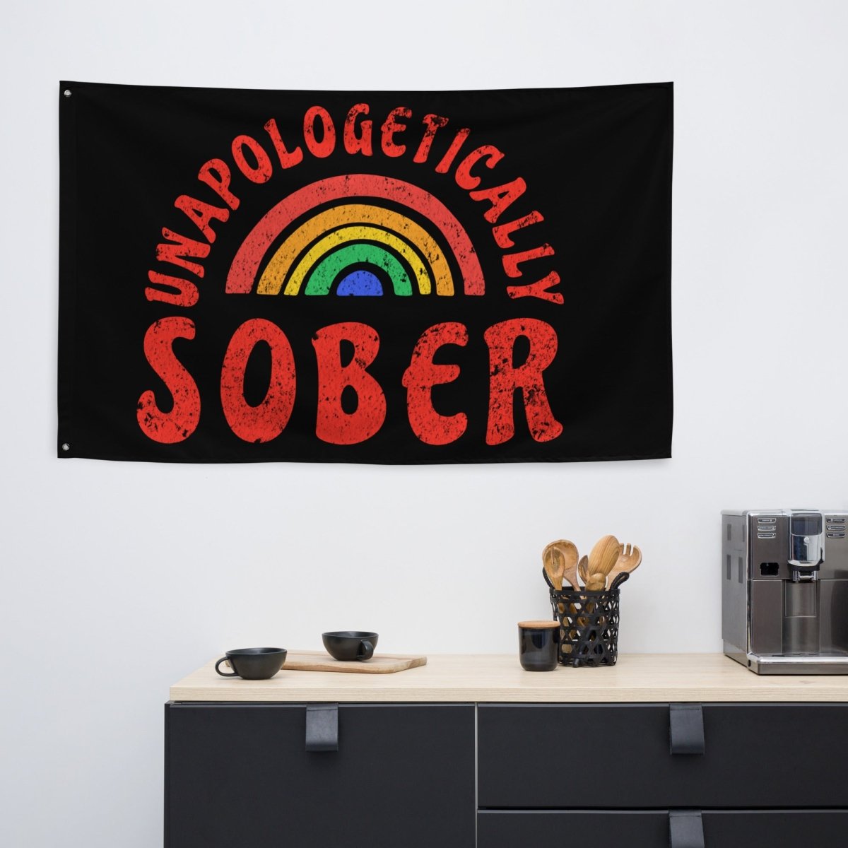 Unapologetically Sober Flag - Motivational Sobriety Banner for Alcohol-Free Lifestyle - Perfect for AA Meetings, Recovery Rooms & Sober Living Spaces