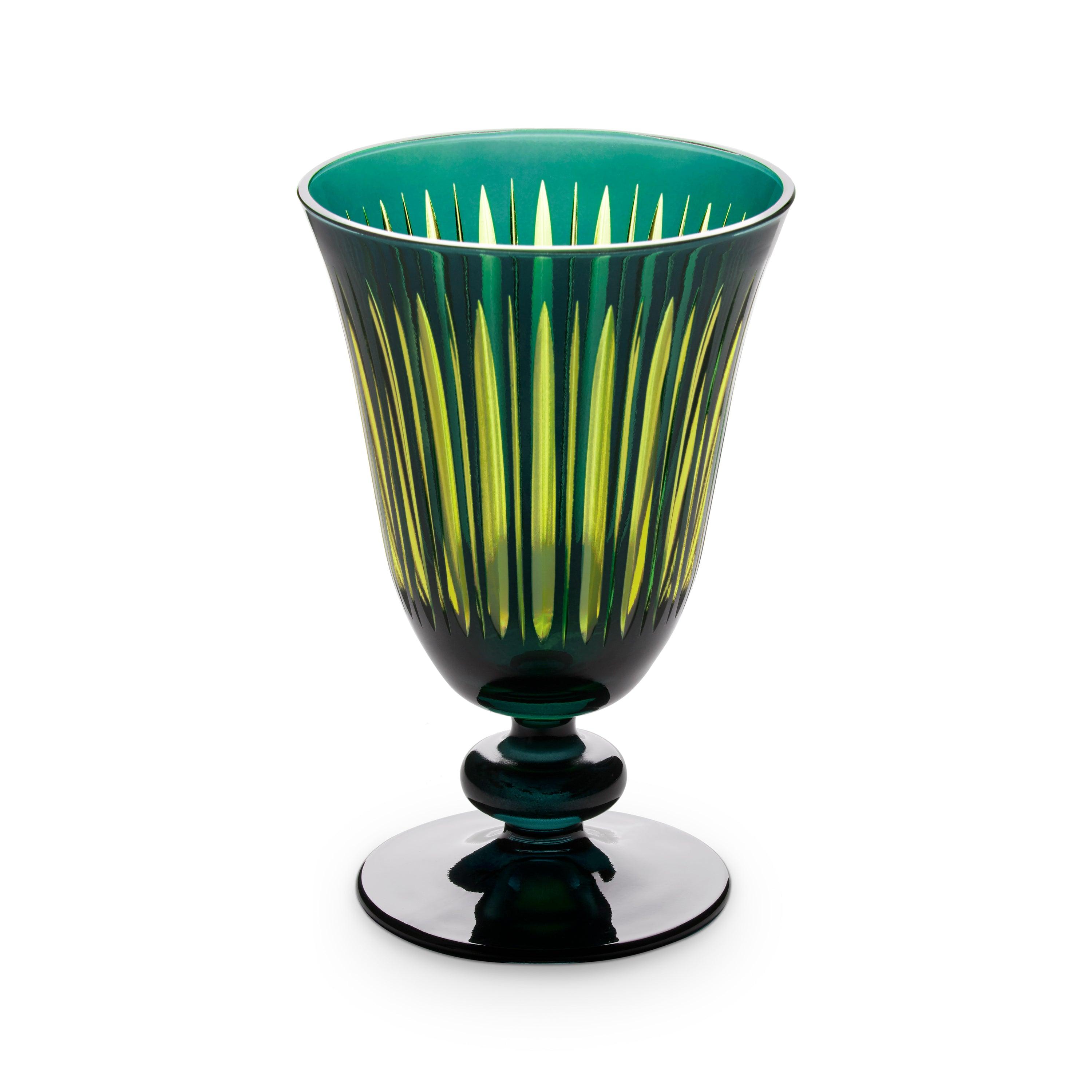 Premium Green Prism Wine Glasses Set of 4 - Elegant Stemware for Red Wine, White Wine & Champagne - Perfect for Dinner Parties, Weddings & Home Decor