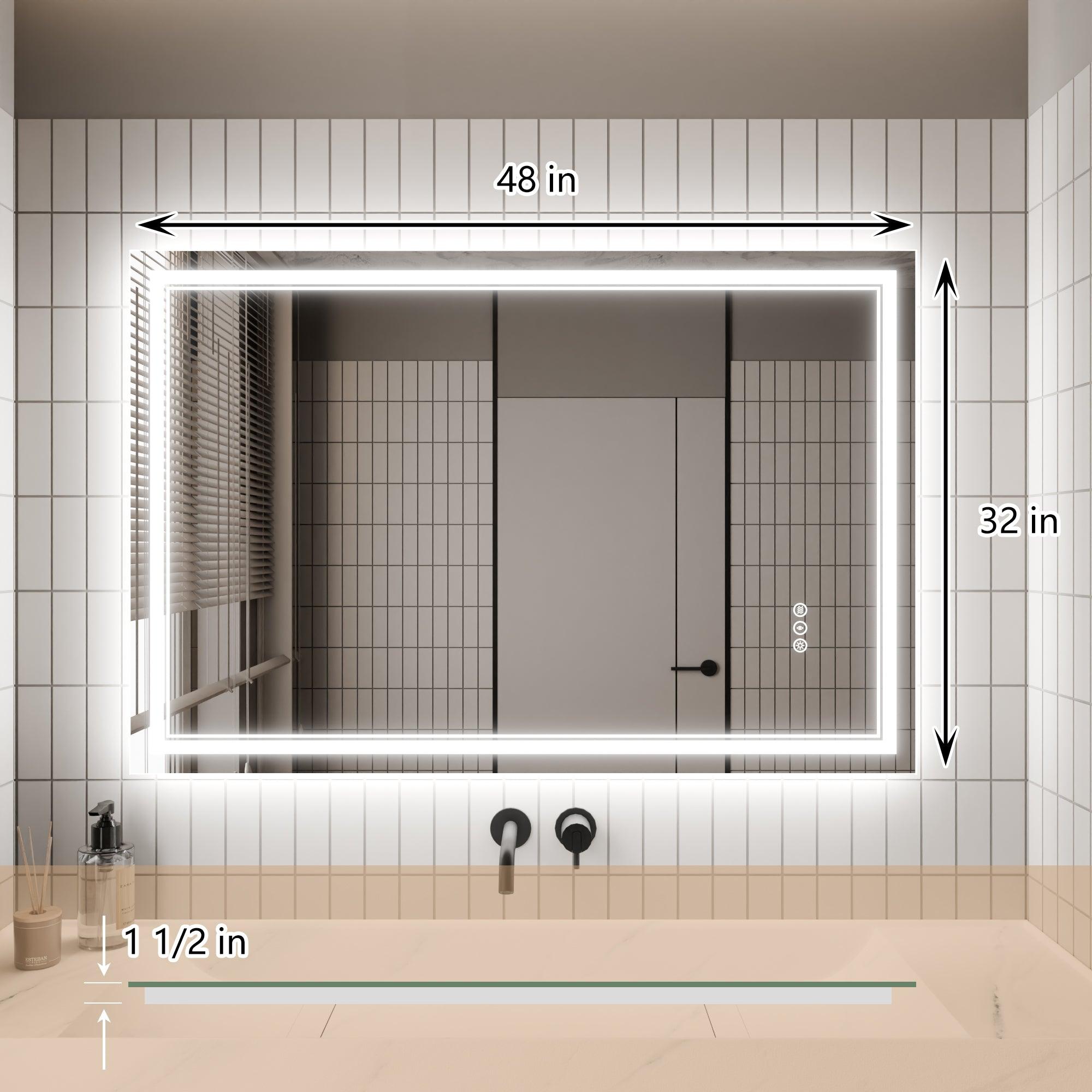 Anti-Fog LED Bathroom Mirror with Dimmable Backlit & Touch Switch - GlareGuard Illuminated Vanity Mirror for Makeup, Shaving & Home Decor