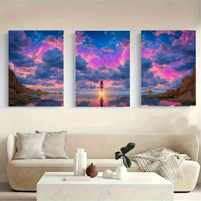 3-Piece Wolf Metal Wall Art Print - Ready to Hang Modern Home Decor for Living Room, Bedroom & Office - Wilderness Animal Theme