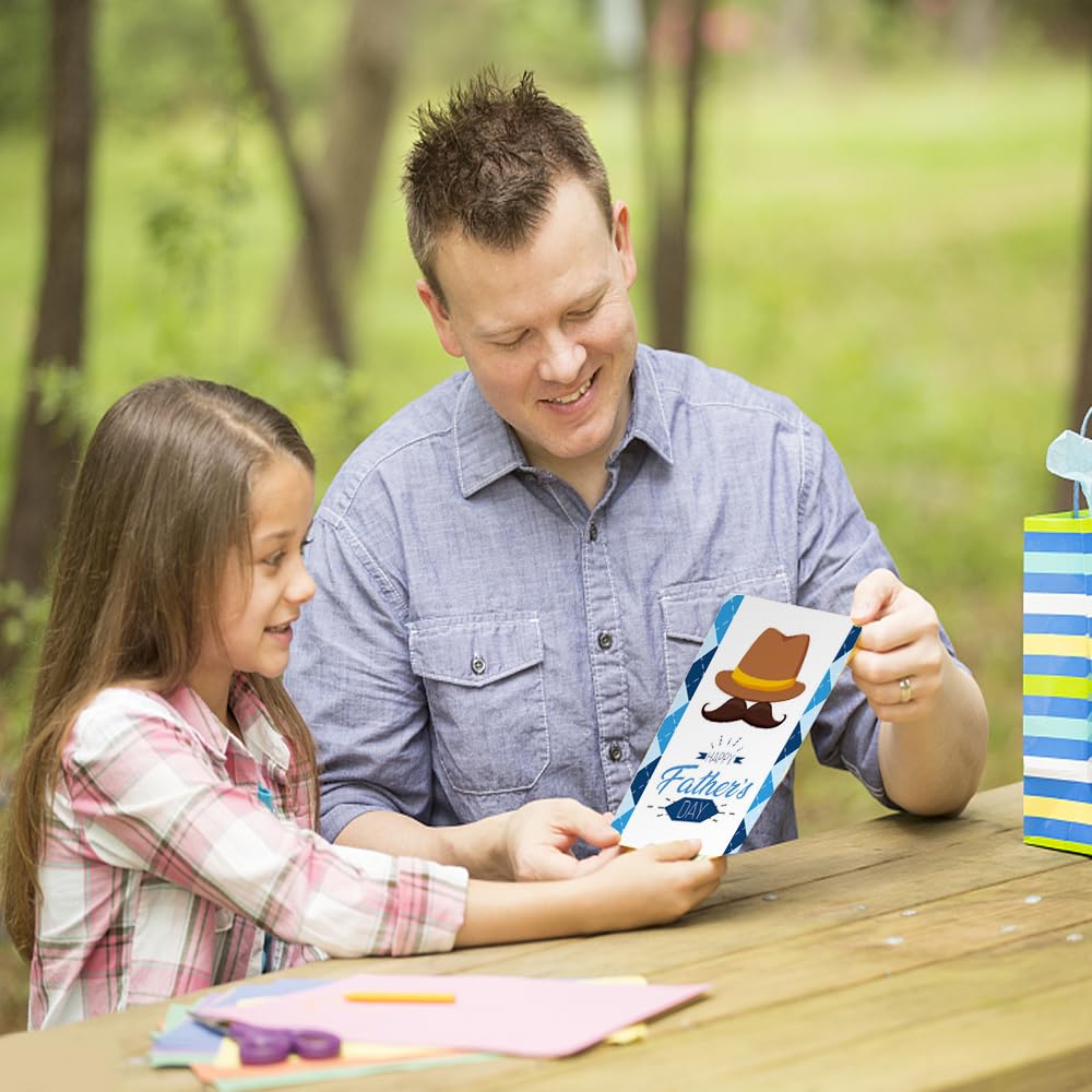 12-Piece Father's Day Card Set - Greeting Cards with Envelopes & Stickers - Perfect Gift from Son, Daughter, Husband, Wife or Kids - Ideal for Office, Home Decor & Special Occasions