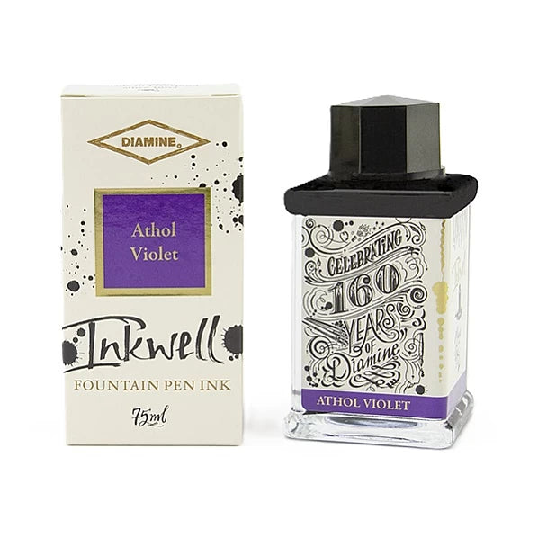 Diamine Inkwell Fountain Pen Ink - 75ml Bottle of Athol Violet - Perfect for Calligraphy, Journaling & Artistic Writing