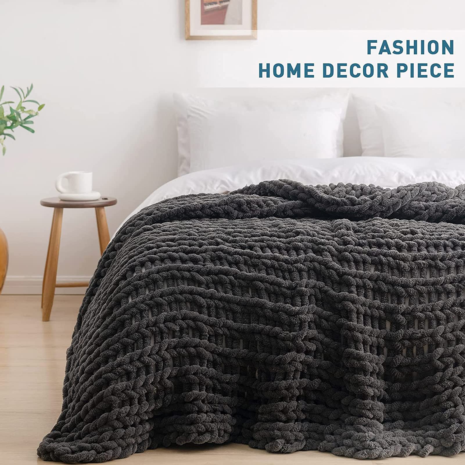 Super Soft Chunky Knit Blanket - Extra Large Cozy Chenille Throw for Bed & Sofa - Perfect for Winter Nights, Living Room Decor, and Gift Giving