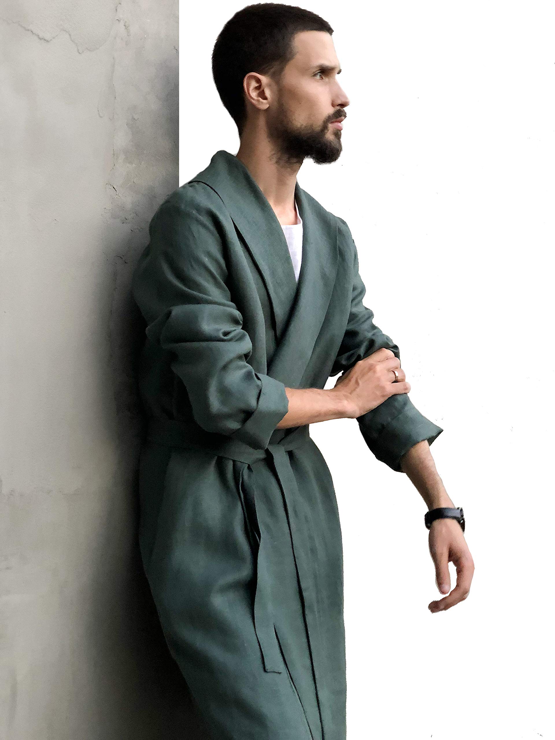 100% Natural Linen Bathrobe for Men | Soft & Breathable Summer Cardigan | Eco-Friendly & Ethical Clothing in Multiple Colors | Perfect for Spa, Beach & Home Relaxation