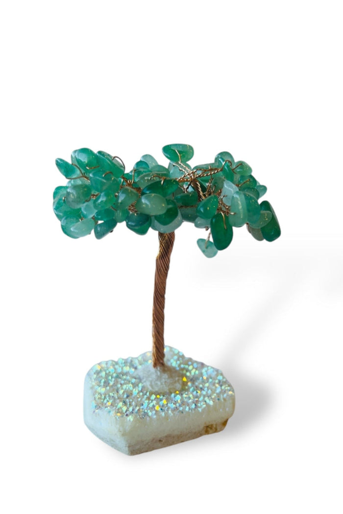 Healing Aventurine Crystal Tree on Angel Aura Quartz Base - Feng Shui Money Tree for Home Office Decor, Meditation & Positive Energy