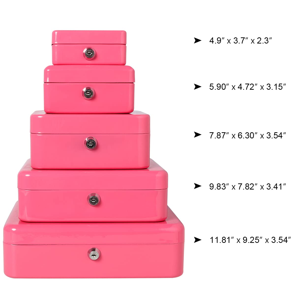 Small Cash Box with Lock & Slot - Decaller Locking Metal Money Box for Adults & Kids - Secure Coin Piggy Bank for Home, Office, or Retail Use