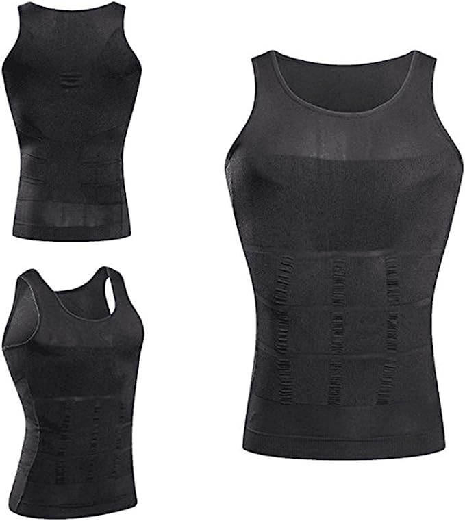 Men's Compression Shirt - Workout Vest for Tummy Control & Gynecomastia - Moisture Wicking Performance Undershirt for Gym, Running & Sports Activities
