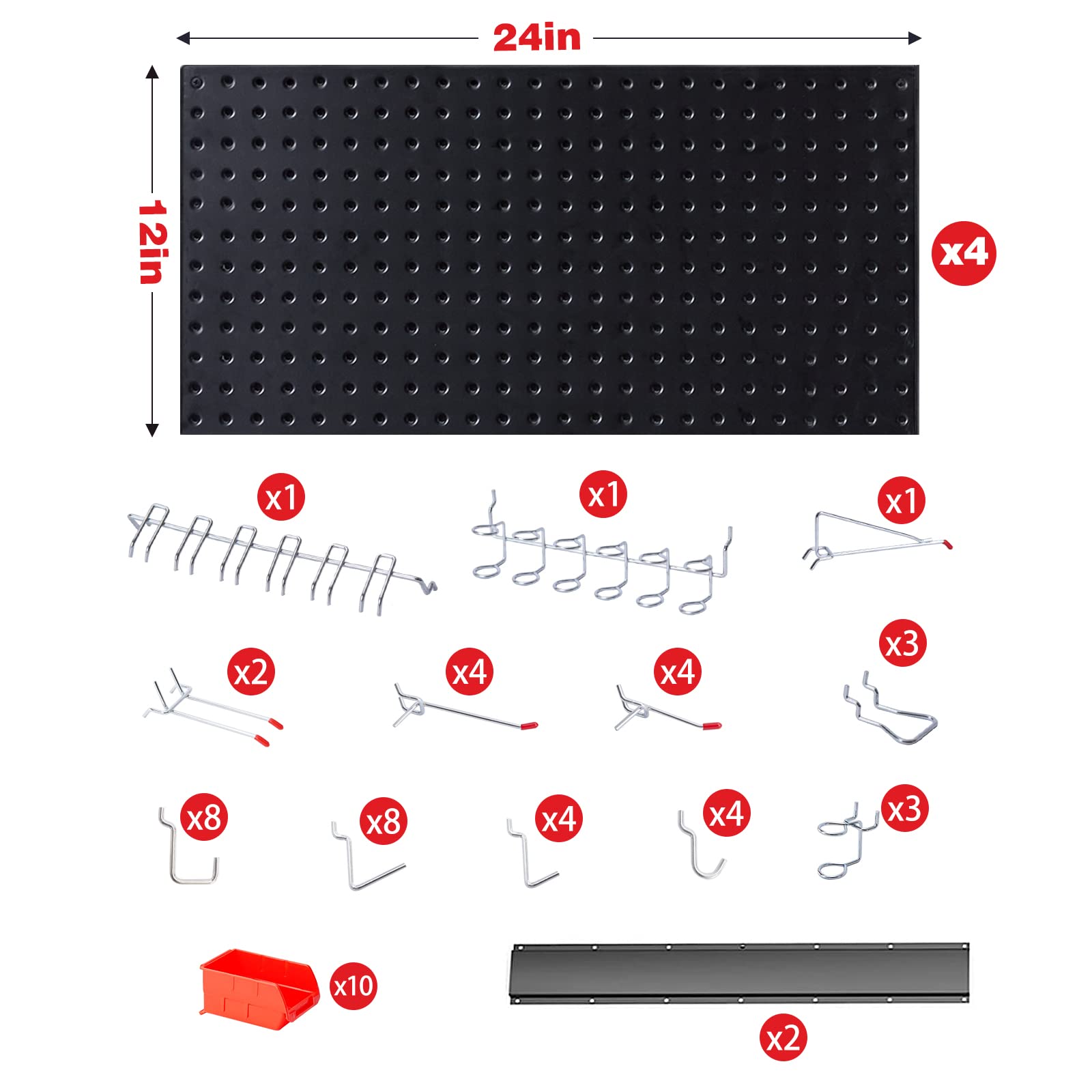 Ultrawall Black Metal Pegboard Wall Organizer - 59pc Garage Storage System with Hooks & Bins | Perfect for Workshop, Garage & Home Organization