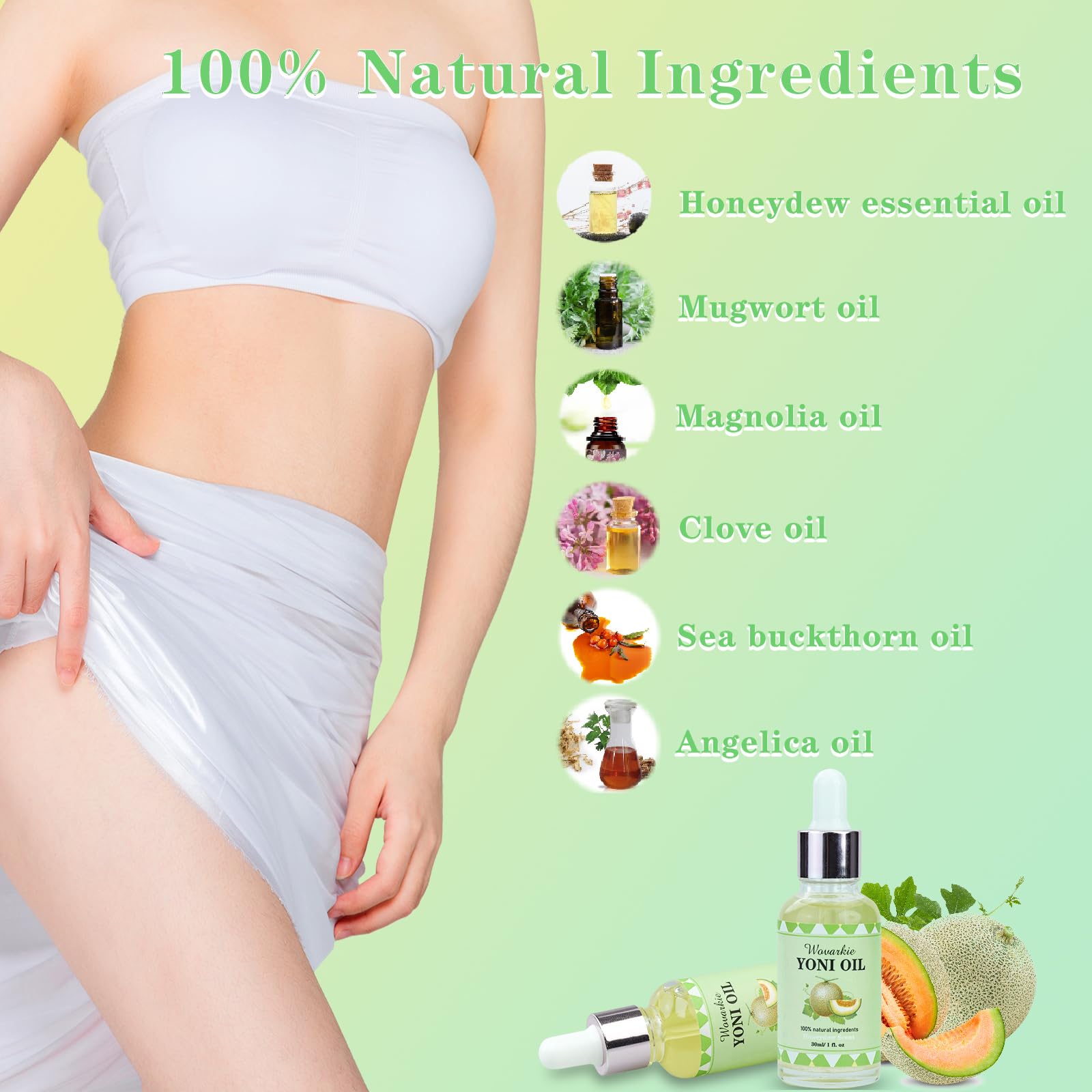 2 Packs Yoni Oil for Women - 1 fl oz/30 ml Feminine Intimate Deodorant, pH Balancing & Odor Eliminating Serum with Honeydew Essential Oils, 100% Natural Feminine Care for Daily Use & Sensitive Skin