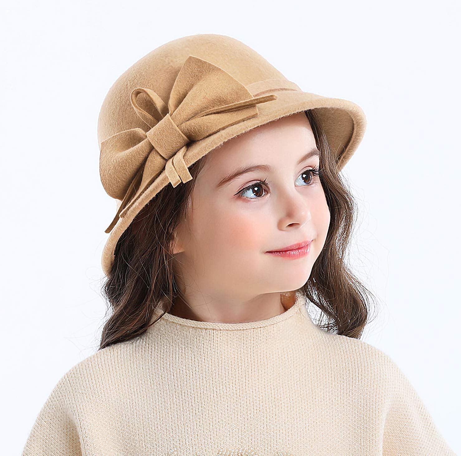 Bienvenu Kids Girls Winter Warm 100% Wool Bucket Hat for Cold Weather - Cozy & Stylish Winter Accessory for Outdoor Play, Snow Days, and School