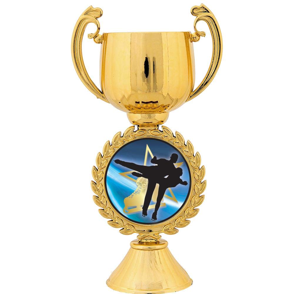 Custom Personalized Ice Skating Trophy - 7.25 Inch Gold Cup Award for Skating Pairs with Free Engraving | Prime Eligible | Perfect for Figure Skating Competitions, Ice Dance Awards & Youth Hockey Tournaments