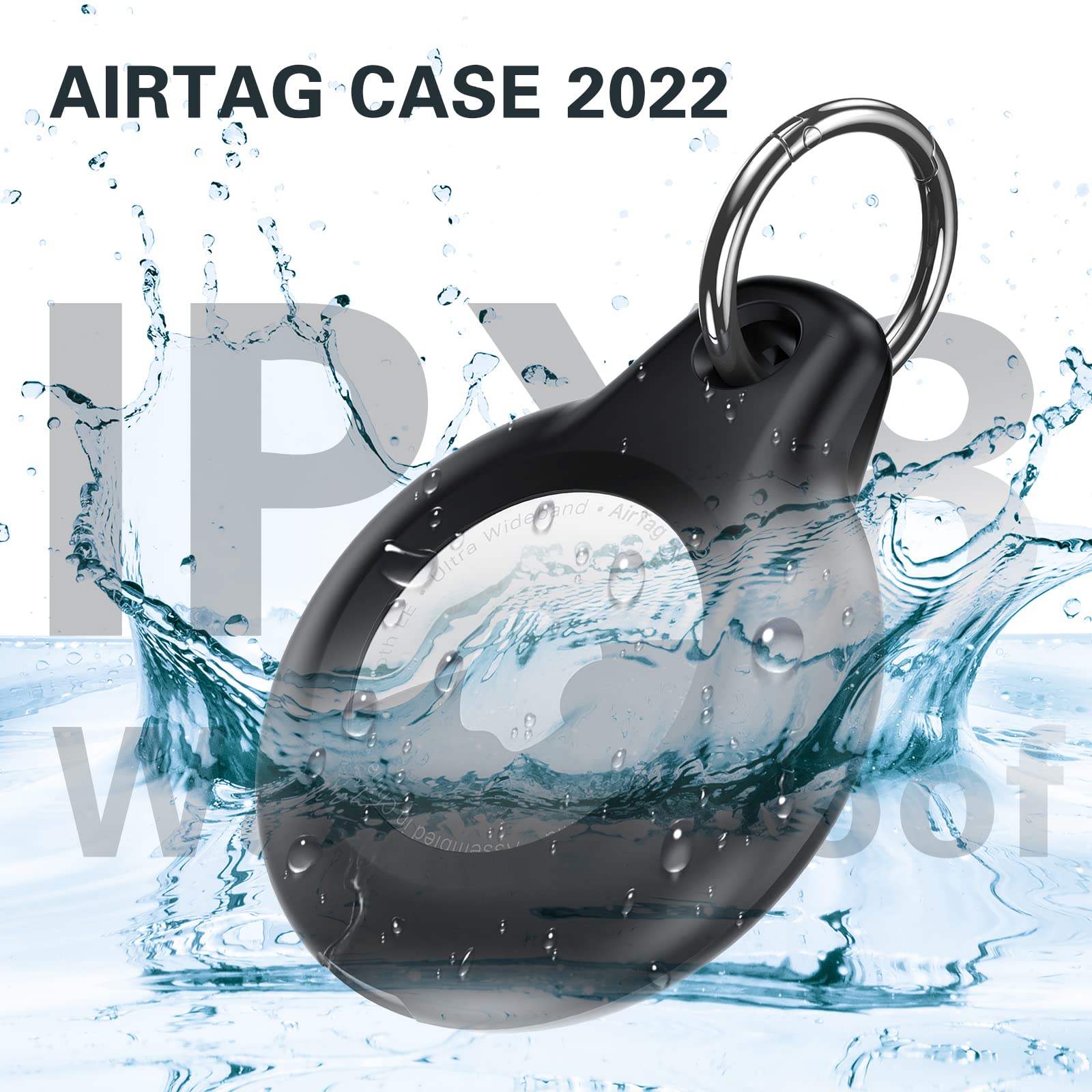 Waterproof & Shockproof Airtag Keychain Case (2 Pack) - Anti-Scratch Apple AirTag Holder with Key Ring for Dog Collar, Wallet, Luggage Tracking - Black & Blue | Perfect for Travel, Pets & Everyday Item Security