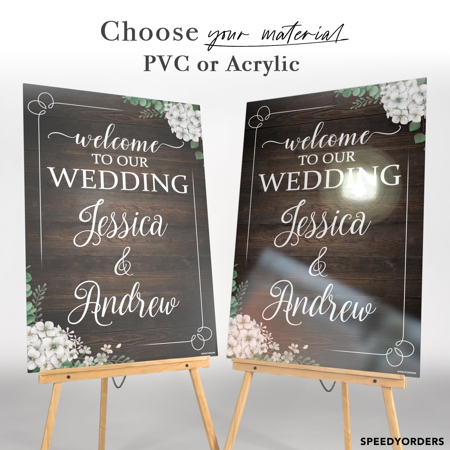 Custom Rustic Wooden Wedding Welcome Sign - Personalized Acrylic Wedding Reception Poster - Elegant Ceremony Decor for Rustic Weddings & Events