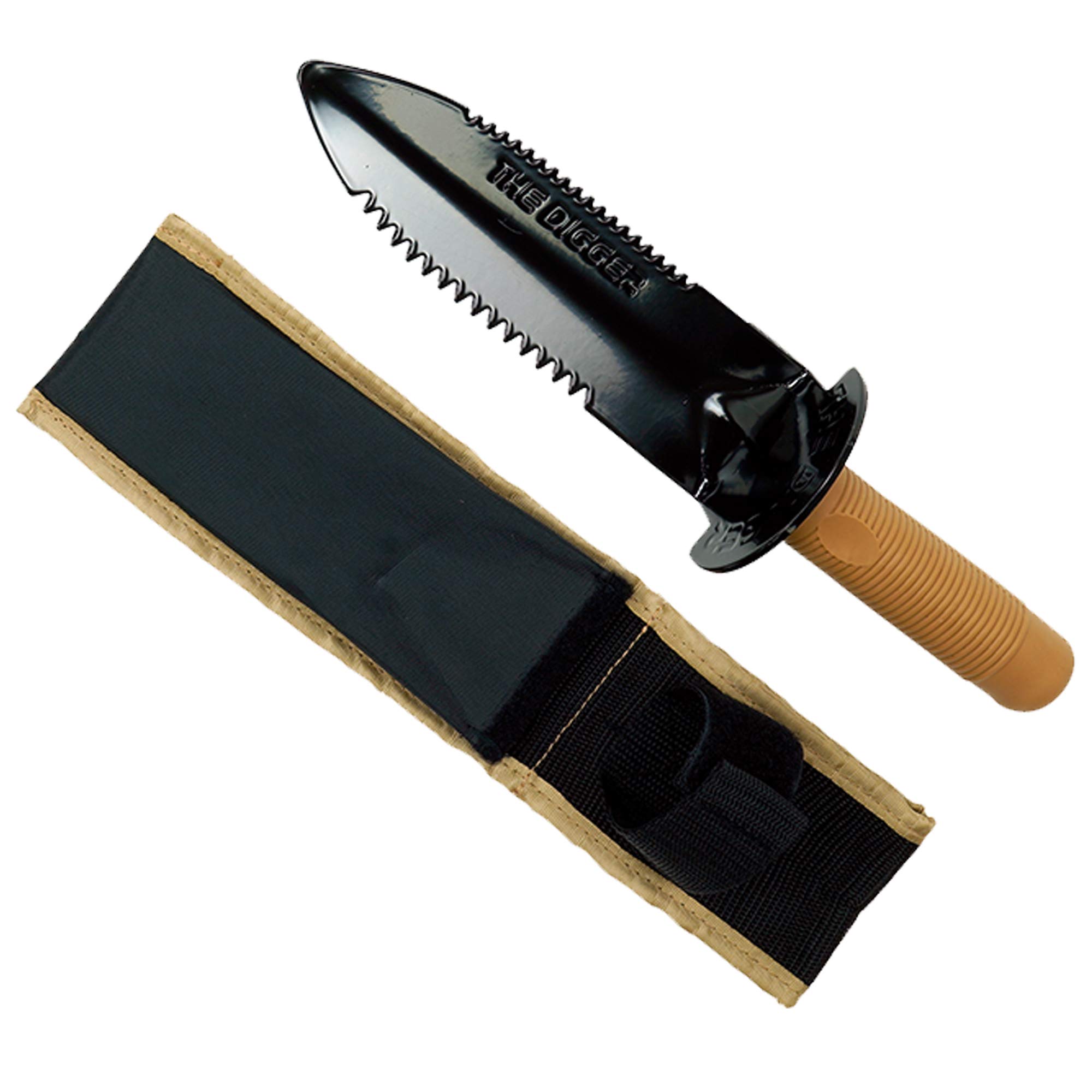 Fisher Double Serrated Digging Knife with Sheath - Heavy Duty Garden Tool for Planting, Weeding & Survival Camping | Outdoor, Hiking & Bushcraft Essential