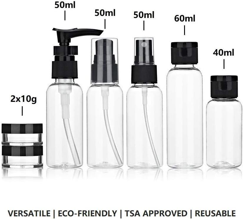 GOTTIDO 7-Piece Travel Bottle Set - Leak Proof TSA Approved Toiletry Containers with Travel Bag | Perfect for Airplane Carry-On Liquids & Toiletries | Ideal for Vacations, Business Trips & Gym Essentials