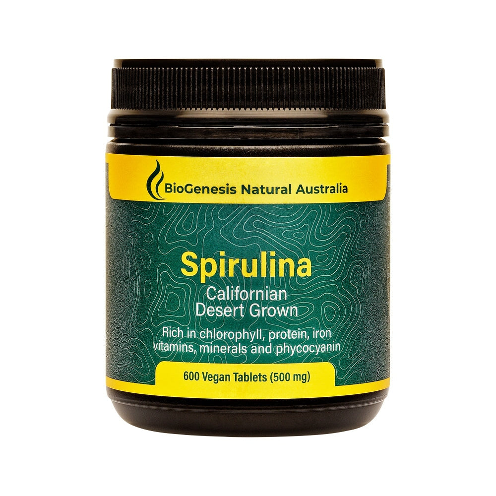 Biogenesis Spirulina Tablets 600 Count - Organic Californian Desert Grown Superfood Supplement for Energy, Immunity & Detox | Perfect for Daily Wellness Routine & Active Lifestyle