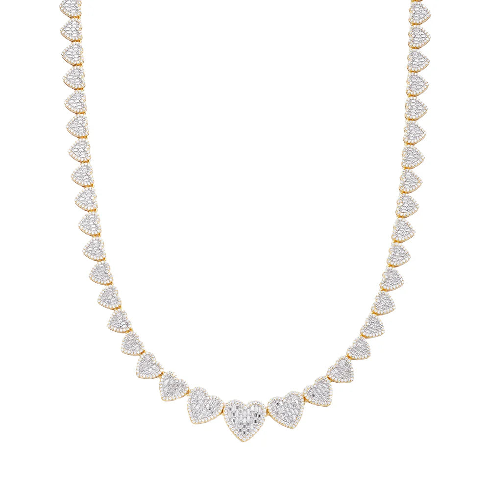 Moissanite Heart Necklace for Women - 14k Gold Plated 925 Sterling Silver Jewelry - Perfect for Valentine's Day, Anniversary & Romantic Gifts