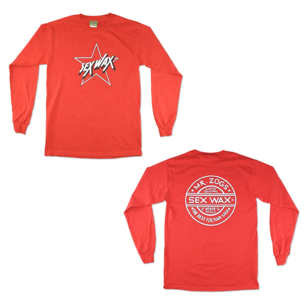 Mr. Zog's Sex Wax Surf Long Sleeve T-Shirt - Star Red | Premium Surfing Apparel for Men & Women | Beachwear, Surfing, Casual Wear