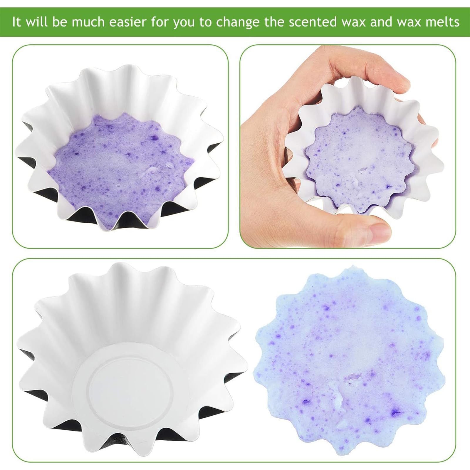 Eco-Friendly Reusable Wax Warmer Liners - Leakproof Containers for Scented Candles & Electric Wax Melters (50-Pack, Green) | Perfect for Home Aromatherapy, Spa Relaxation & Gift Giving