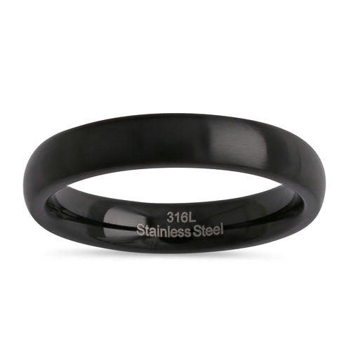 4mm Black Brushed Stainless Steel Wedding Band Ring for Men - Durable, Hypoallergenic, Comfort Fit - Perfect for Engagement, Anniversary, and Everyday Wear