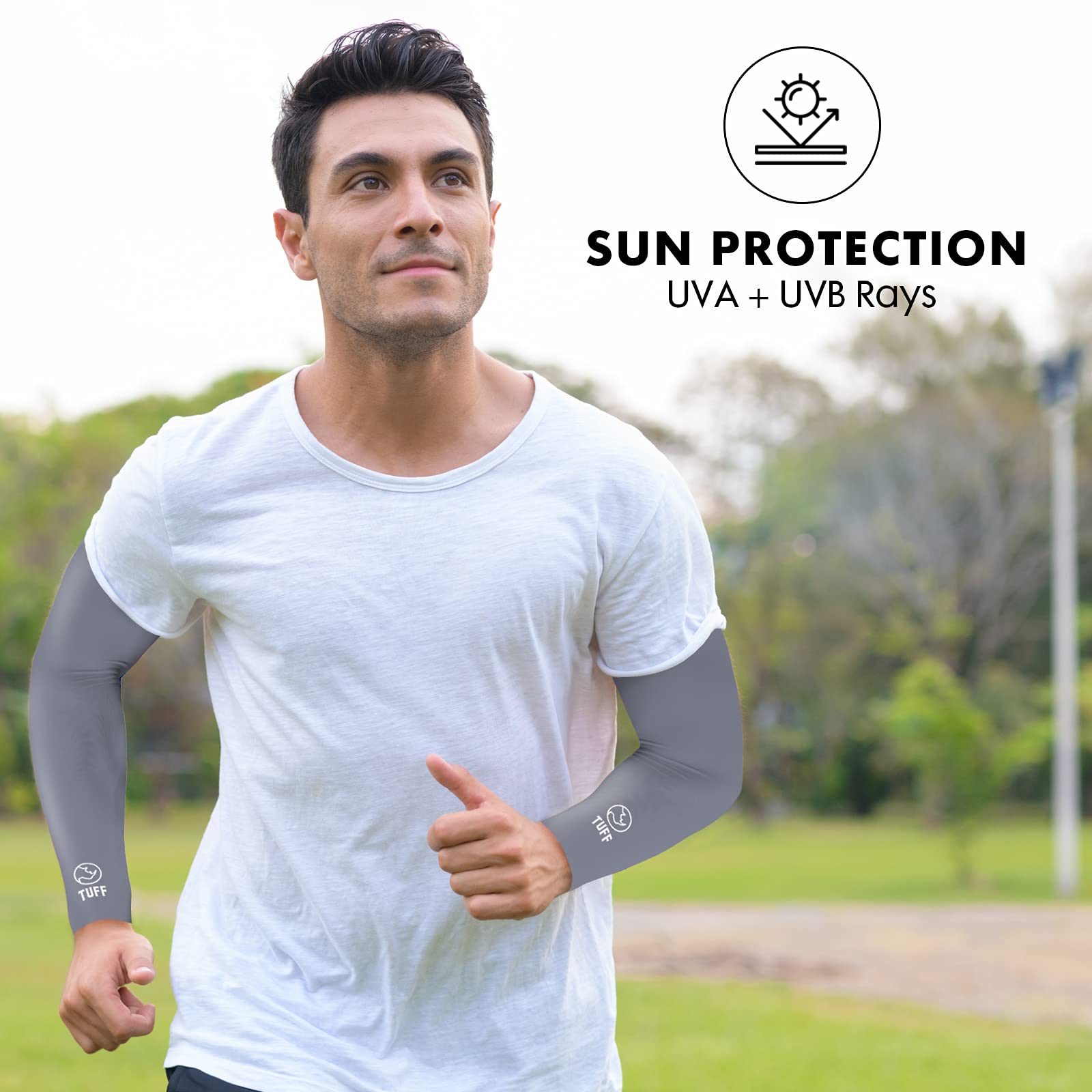 TUFF Compression Cooling Arm Sleeves - UPF 50+ Sun Protection for Men & Women | Athletic, Running, Cycling & Outdoor Sports | Moisture-Wicking & UV Blocking