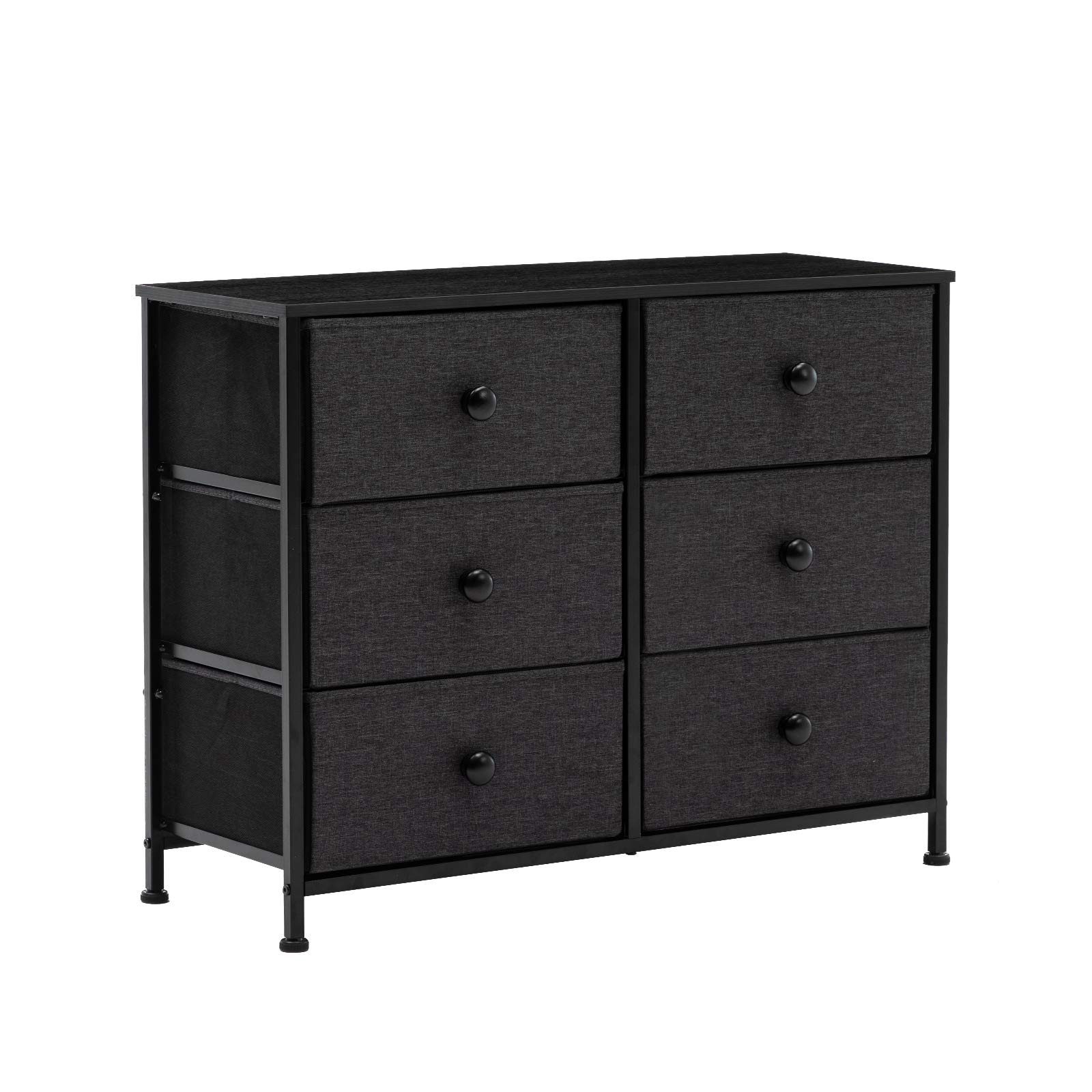 6-Drawer Fabric Dresser with Sturdy Steel Frame - Dark Grey Storage Organizer for Bedroom, Nursery, Hallway & Closet | Space-Saving Dresser for Small Spaces & Apartment Living