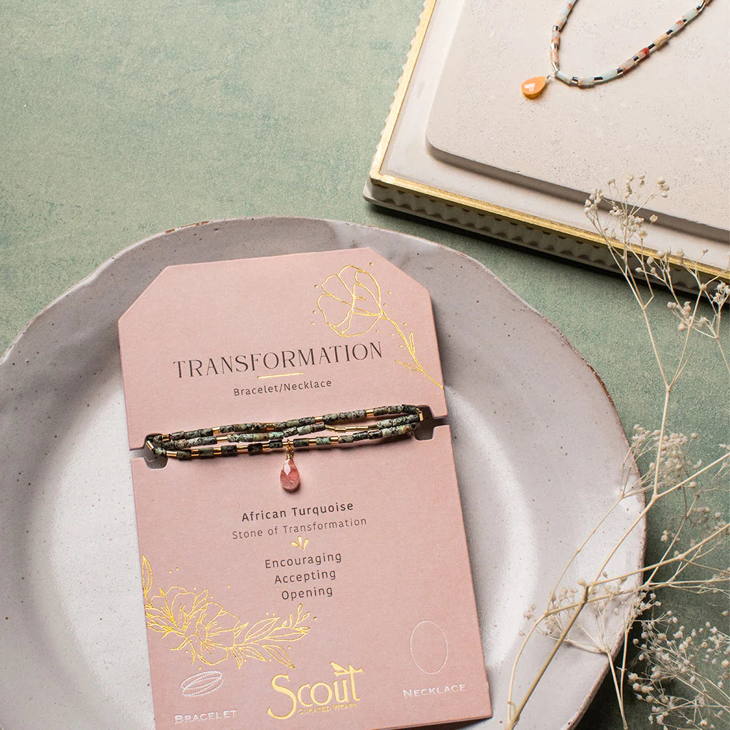 African Turquoise Jasper Transformation Teardrop Stone Wrap Bracelet - Handmade Beaded Jewelry for Women, Spiritual Healing Crystal, Boho Chic Accessory for Meditation, Yoga & Everyday Wear