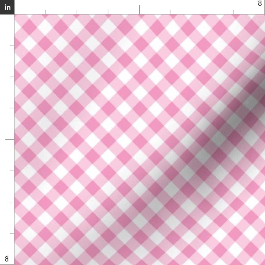 Diagonal Pink Gingham Check Fabric - Small Scale Easter Spring Printed Upholstery Velvet - Fat Quarter for Home Decor, Apparel & DIY Projects | Perfect for Curtains, Pillows, Dresses & Crafting