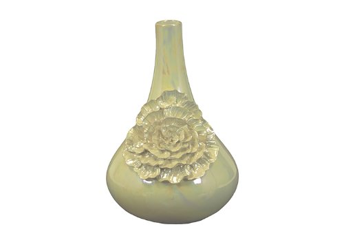 UTC 27033 Large Pearl Ceramic Vase with Living Flower Touch - Elegant Home Decor for Living Room, Dining Table & Wedding Centerpieces