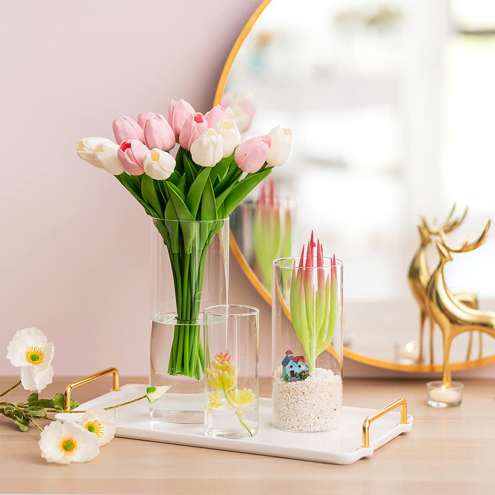 Hewory 12-Piece Glass Hurricane Candle Holder Set - Tall Clear Cylinder Vases for Wedding Centerpieces, Floating & Pillar Candles - Elegant Table Decor for Weddings, Parties & Home Decor