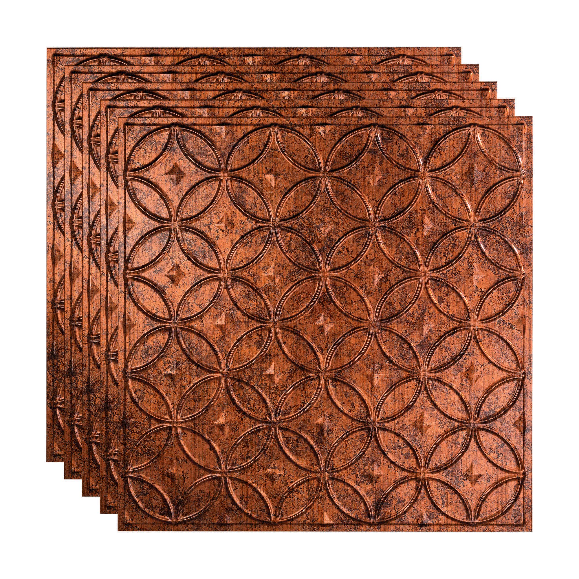 FASÄDE Decorative Vinyl Ceiling Tiles 2ft x 2ft - Moonstone Copper Finish (5 Pack) for Home Office, Restaurant & Commercial Interior Design