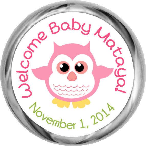 Adorable Baby Girl Owl Stickers for Baby Showers - Perfect for KISSES Candy Favors, Nursery Decor & Scrapbooking