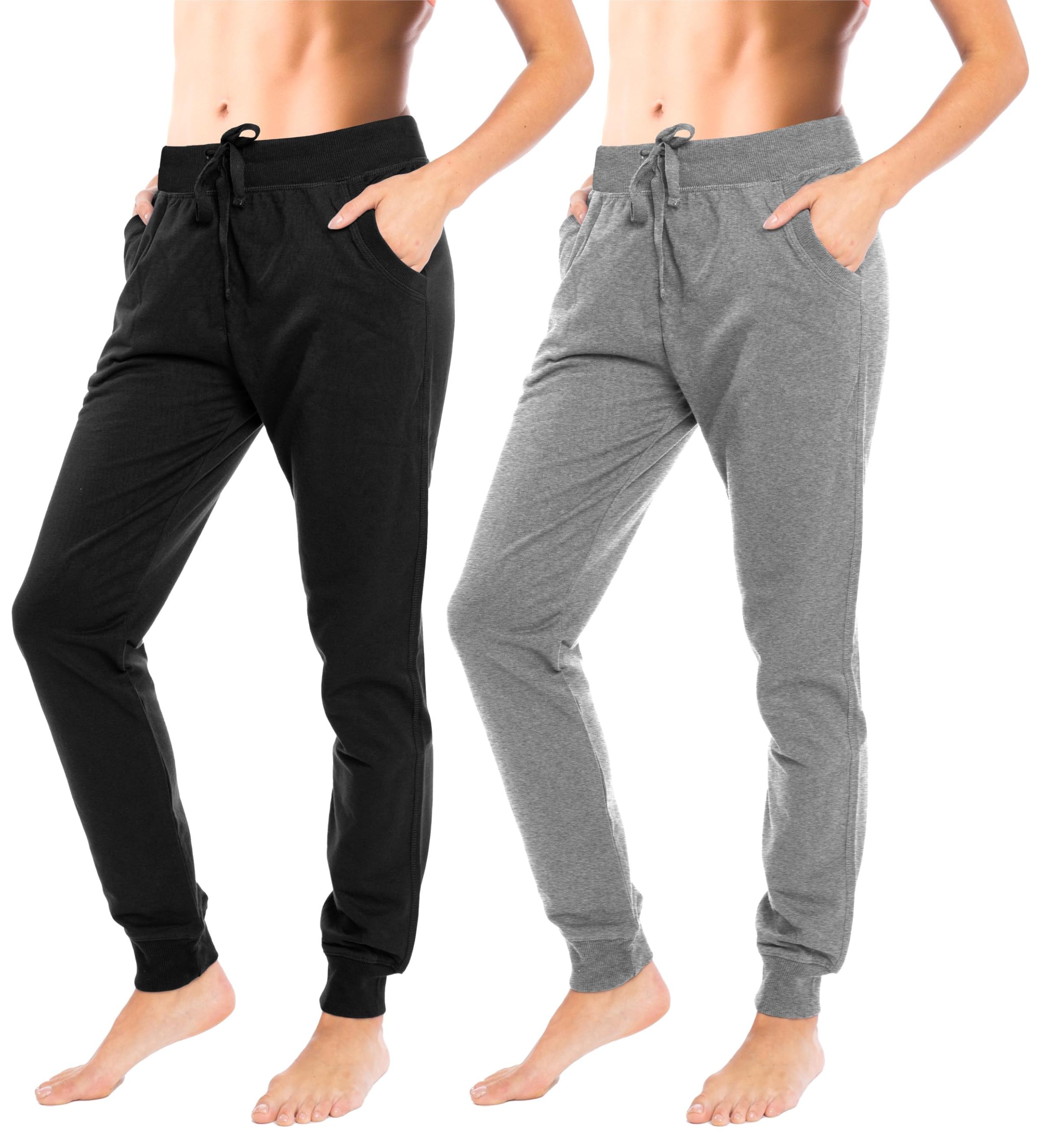Sexy Basics Women's Drawstring Joggers - Soft Knit Cotton Sweatpants | Multi-Pack & Color Options | Perfect for Yoga, Lounge & Casual Wear