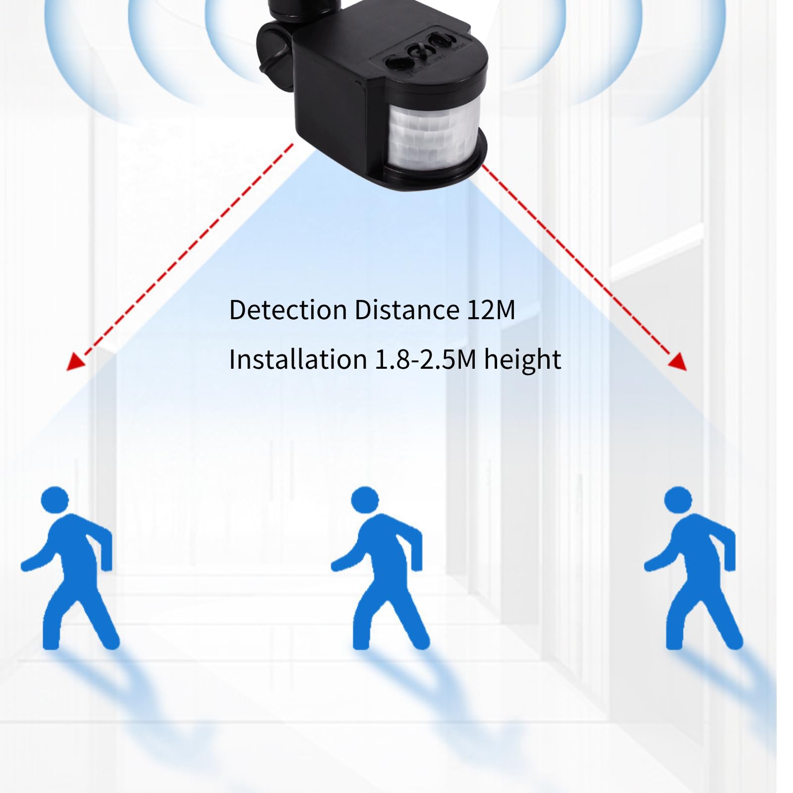 LED Security Light with Motion Sensor - 90~250V Outdoor Wall Light, 180° PIR Infrared Detector for Home & Garden Safety | Perfect for Driveways, Garages, and Backyards