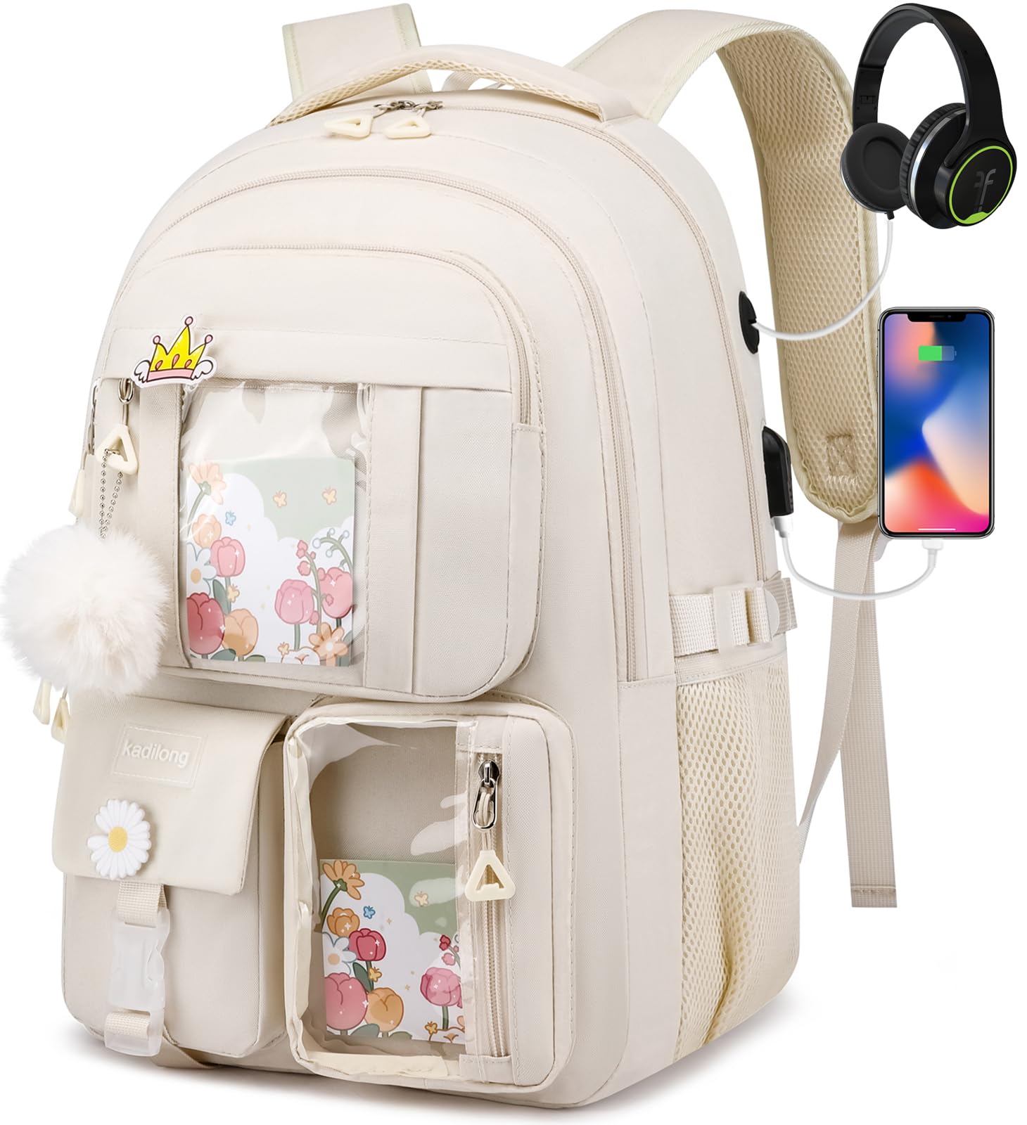 Stylish Aesthetic Backpack for Teen Girls & Women - Durable School Bookbag with Laptop Compartment - Perfect for Middle School, College & Travel