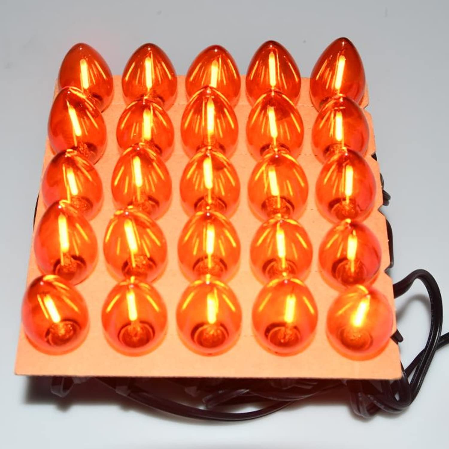 SOTOPOO C7 Orange LED String Lights - 25FT Halloween Party Lights with 25 LED Bulbs (Includes 2 Spare Bulbs) | Indoor Outdoor Waterproof Decor for Home, Yard, Camping, Christmas & Halloween Celebrations