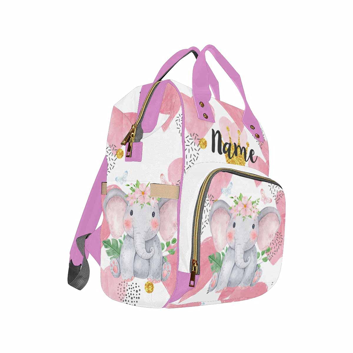 Custom Personalized Pink Diaper Backpack for Moms - Waterproof Baby Diaper Bag with Name, Multifunctional Nursing Travel Daypack for Baby Girls & Boys - Perfect for Outings, Daycare & Family Trips