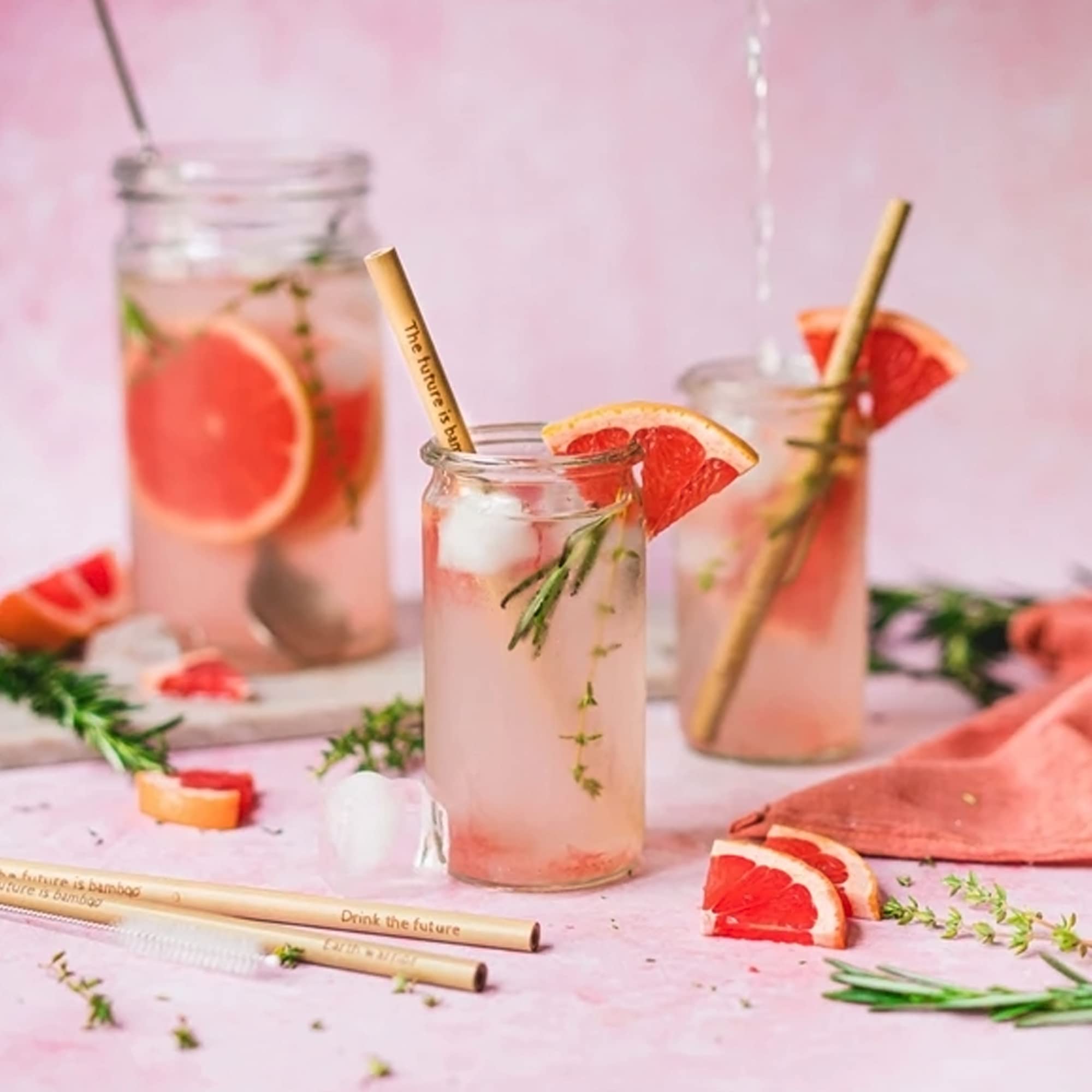 Eco-Friendly Bamboo Drinking Straws - Reusable & Biodegradable Wooden Straws for Smoothies, Cocktails & Iced Coffee - 6-Pack Set for Home, Office & Travel
