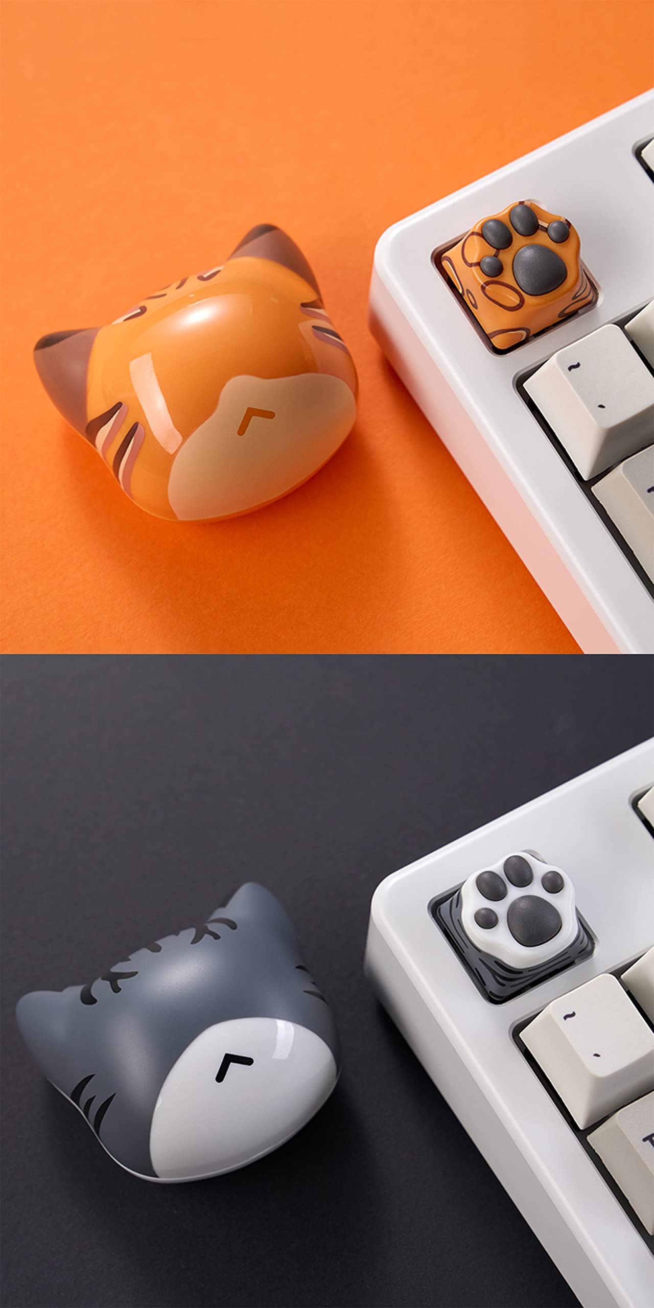 SYA ZOMOPLUS Cute Cat-Claws Keycaps - 3D Novelty Squishy-Paws Keycaps for Cherry MX Switches (4 Keys) | OEM Profile Custom Mechanical Keyboard Keycaps for Gaming & Typing | Perfect for Cat Lovers & Keyboard Enthusiasts
