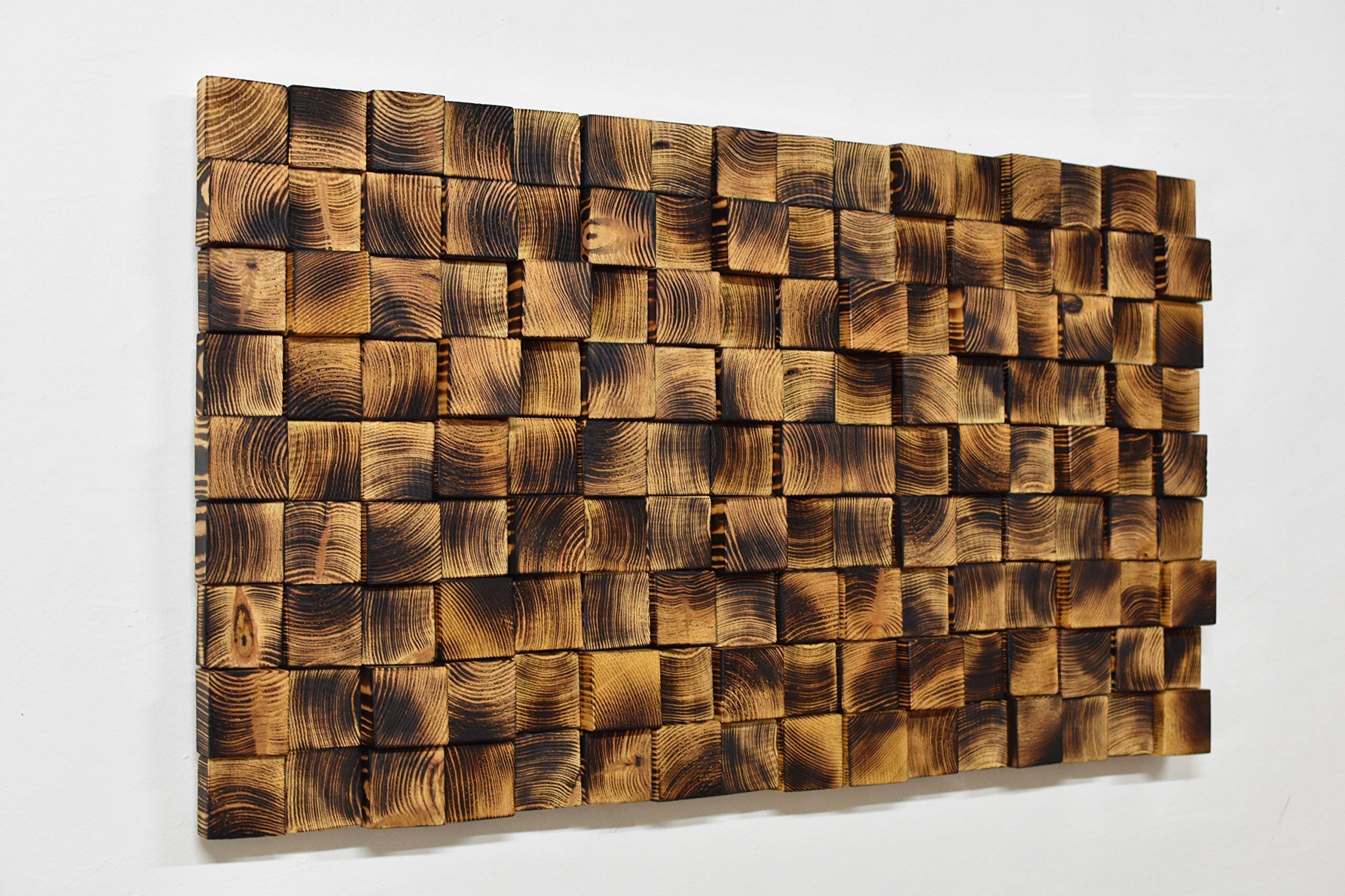 Reclaimed Wood Wall Art Mosaic - Modern Wooden Wall Decor & Sculpture - Handmade Home Gift for Living Room, Bedroom, or Office Decoration