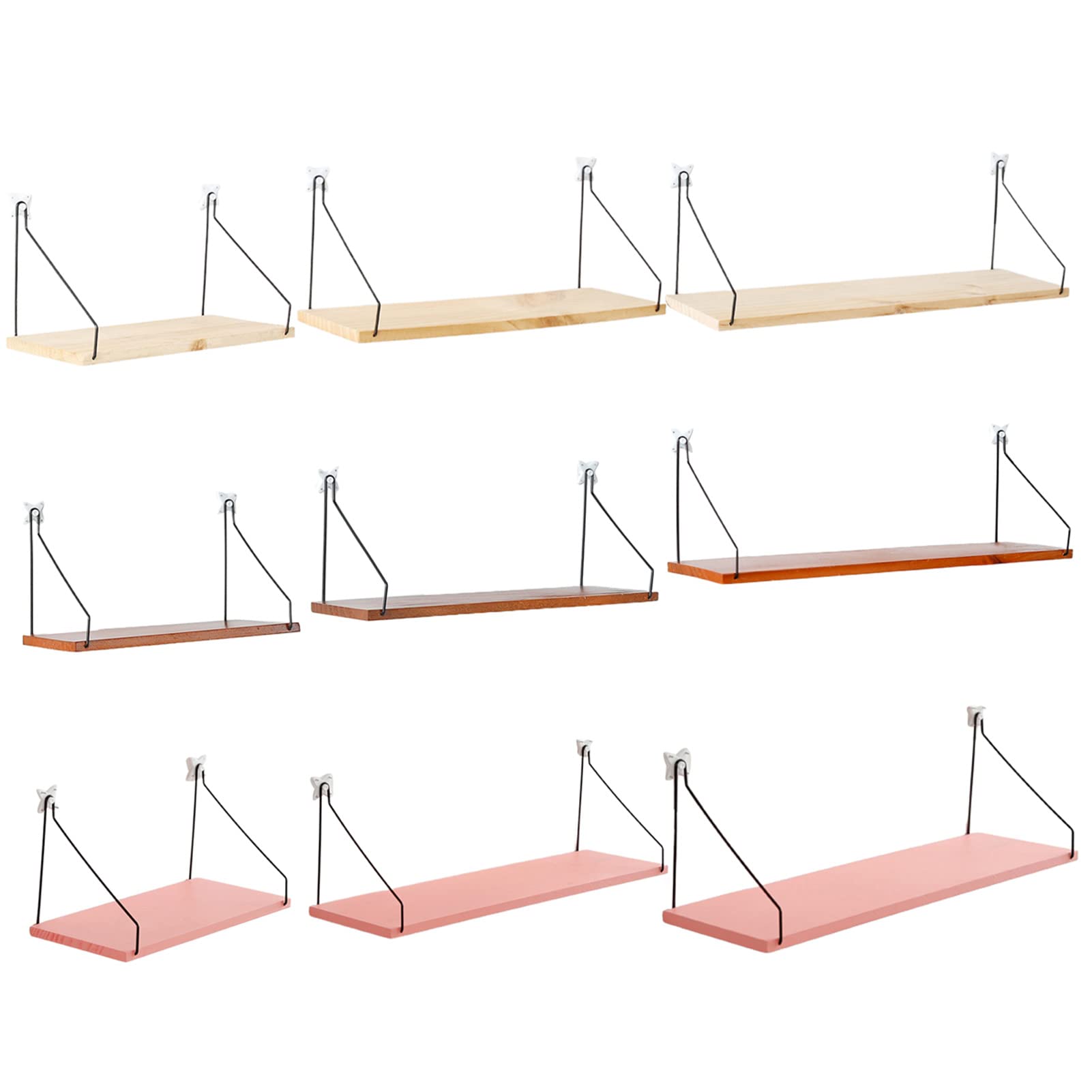 Pink Wood Floating Shelves for Wall - Bedroom, Bathroom & Office Storage - Perfect for Displaying Decor, Books & Essentials in Girls Room & Small Spaces