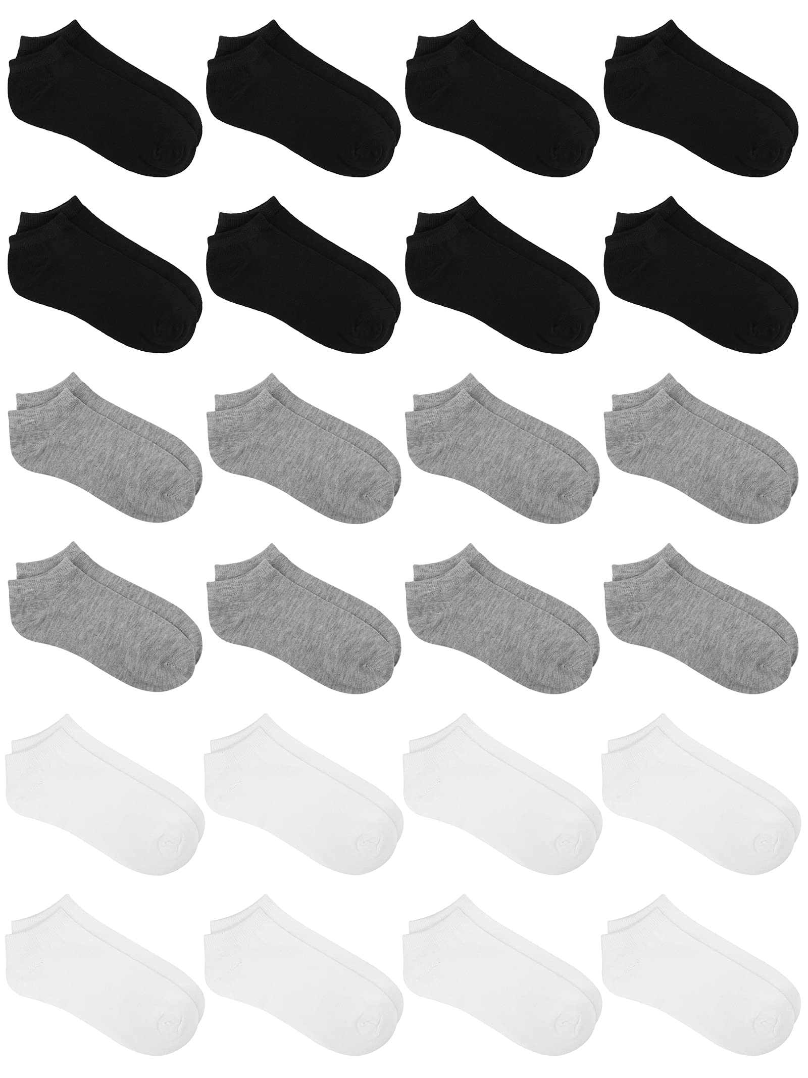 URATOT 24 Pairs Kids' Low Cut Socks - Breathable Half Cushion Athletic Ankle Socks for Boys & Girls - Perfect for School, Sports & Daily Wear