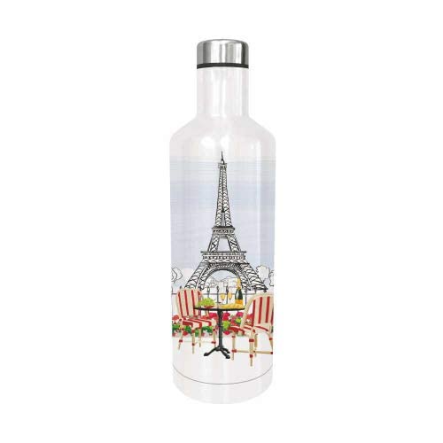 Bistro de Paris Stainless Steel Water Bottle - 18oz Insulated Thermos for Hot & Cold Drinks - Leakproof & Durable for Gym, Hiking, Office & Travel
