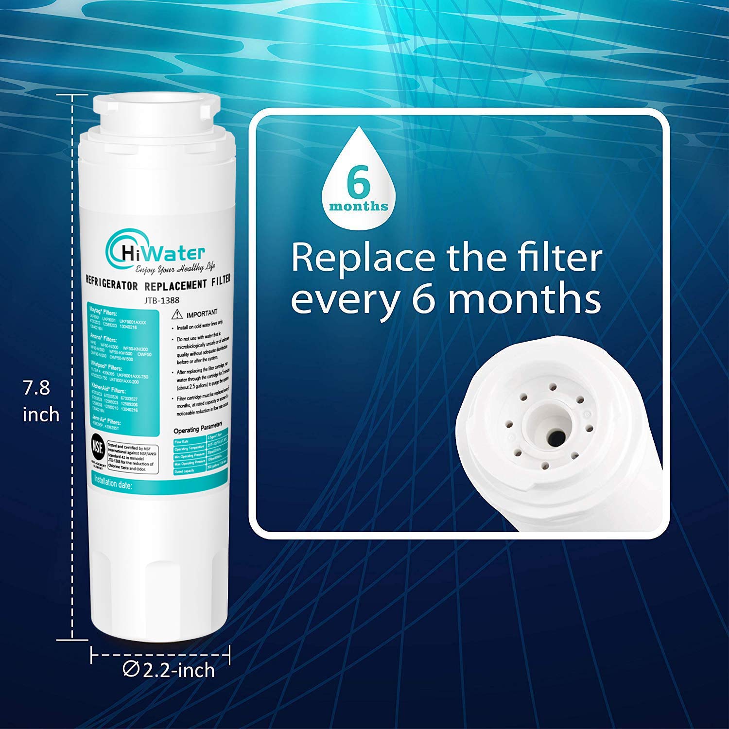 3-Pack Refrigerator Water Filter Replacement - Compatible with 4396395, EDR4RXD1, Filter 4, 469006 - Pure Drinking Water for Home & Office Use