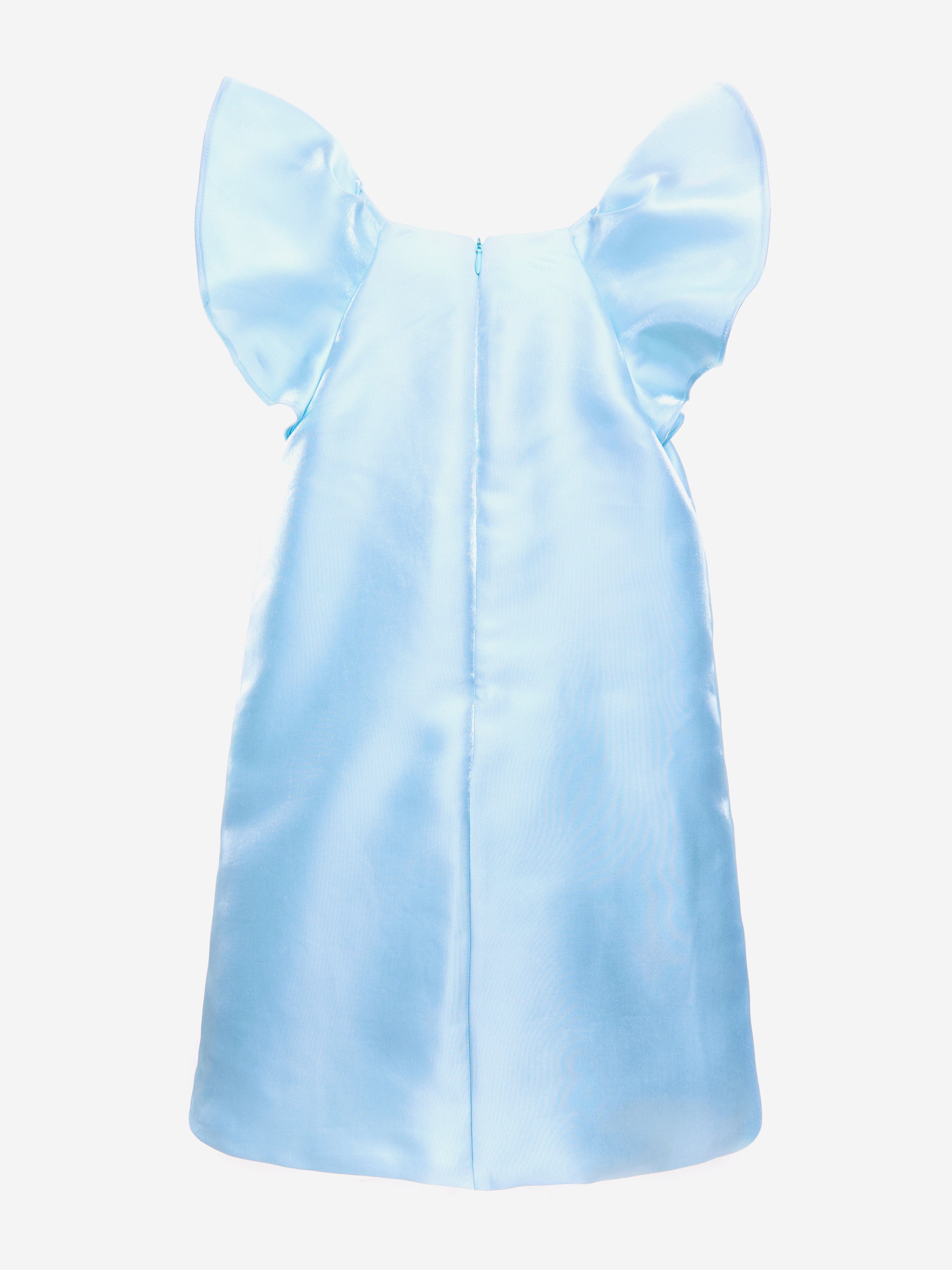 BCBG Girls Blue Satin Jewel Embellished Dress - Perfect for Birthday Parties, Weddings & Special Occasions