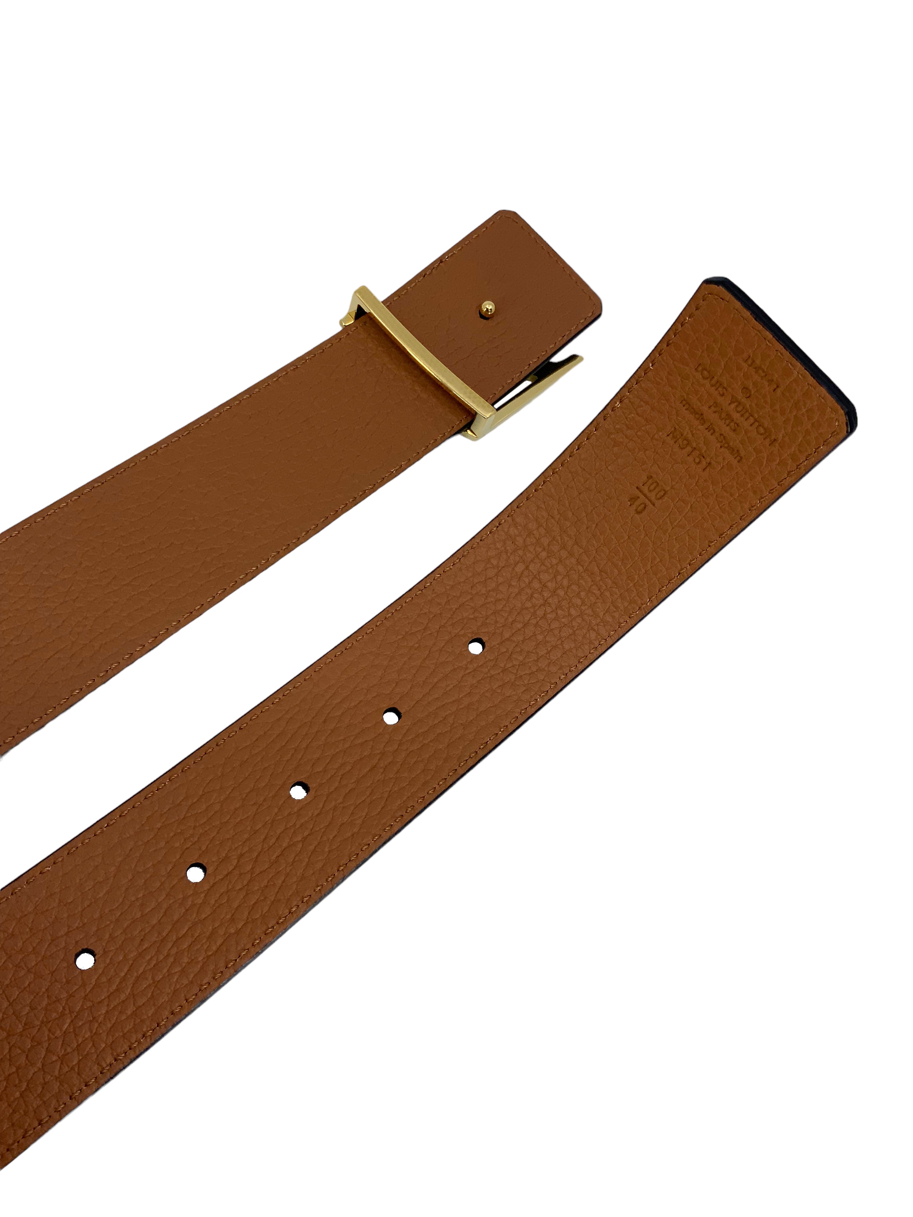 Authentic Louis Vuitton LV Initiales Reversible Leather Belt - Black & Brown - 100cm/40in - Luxury Unisex Fashion Accessory for Men & Women - Perfect for Office, Date Night & Formal Occasions