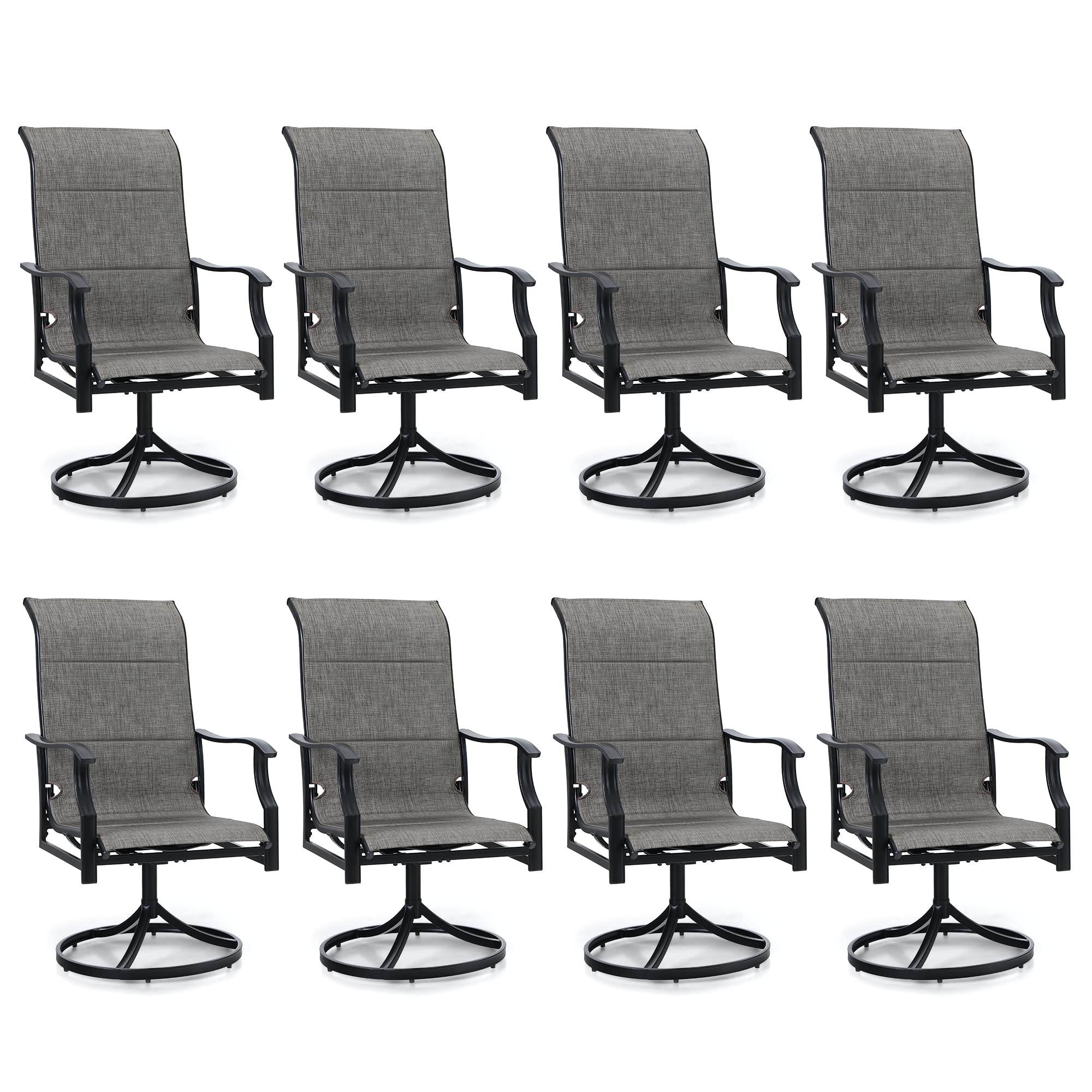Sophia & William 8-Piece Swivel Patio Dining Chairs Set - High Back Padded Textilene Quick Dry Outdoor Chairs (350 lbs Weight Capacity) - Weather Resistant Garden & Backyard Furniture for Poolside, Deck, and Patio Dining