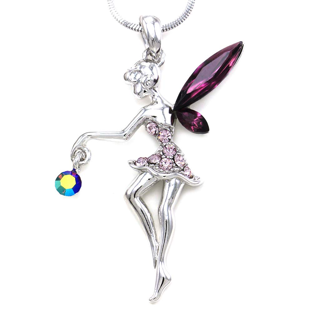 Lavender Fairy Wings Necklace - Angel Charm Pendant for Women & Gifts